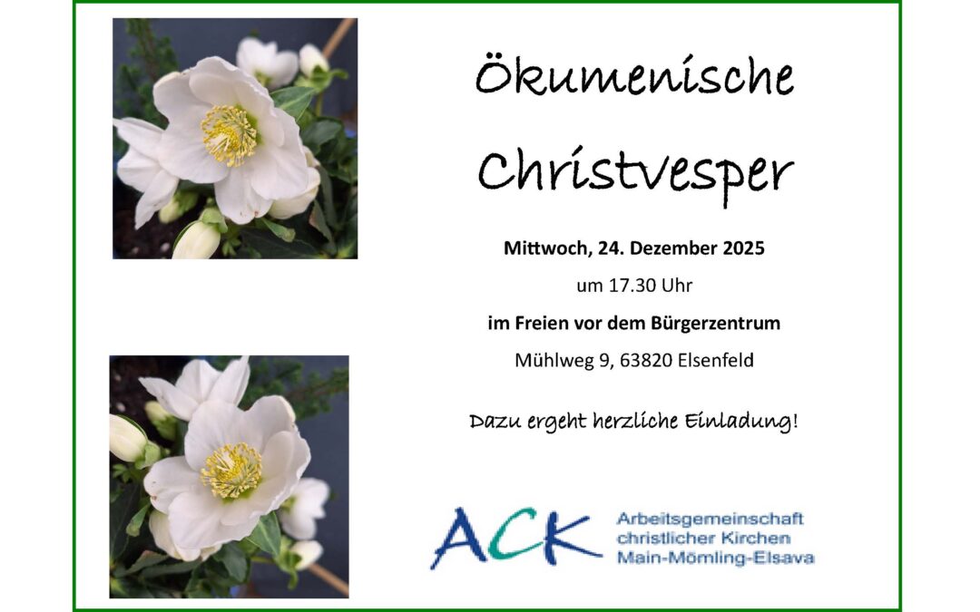 Ökumenische Christvesper 2025 am 24.12.2025 um 17:30 Uhr im Bürgerzentrum Elsenfeld